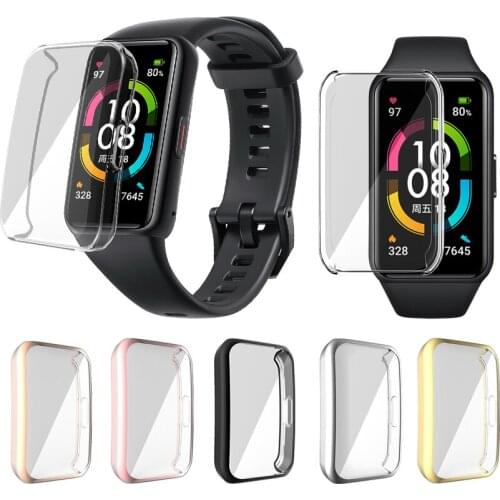 Protective Case for Honor Band 6 Full Cover Screen Protector Shell Bumper for Huawei Honor Band 6 SmartWatch Case Frame Soft TPU