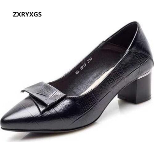 Hot 2020 New Top Soft Cowhide Pointed Shoes Women Genuine Leather Shoes Soft Sole Comfor Fashion Banquet Wedding High Heel Shoes