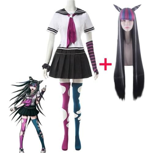 Anime Danganronpa Mioda Ibuki Cosplay Costume Colorful Devil Horn Wig For Woman Halloween Carnival Costume Props