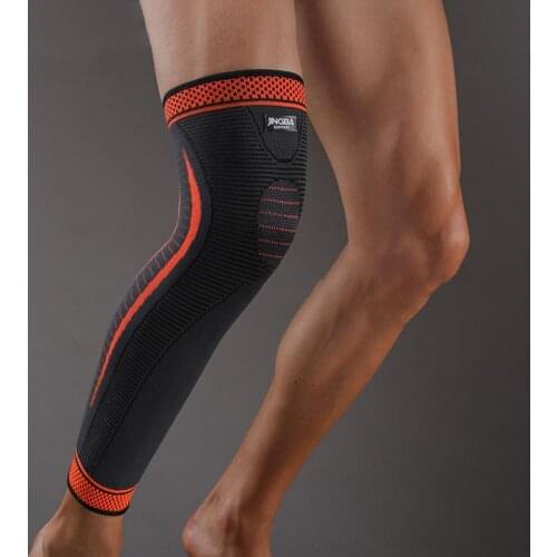 1 Pcs JINGBA Breathable Leg Knee Brace Elastic Soft Nylon Stress Relief Long Leg Knee Sleeve Sports Protective Gear