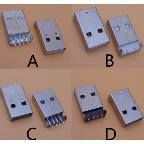 10-100pcs DIY USB 2.0 A Male & Female Plug Socket Black & White Micro Usb 2.0 Connector Jack Charging Port 4pin Mini Connector