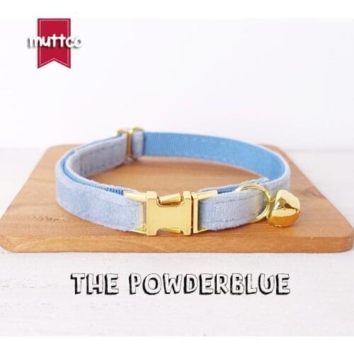 10pcs/lot MUTTCO retail with platinum high quality metal buckle collar for cat THE POWDERBLUE design cat collar 2 sizes UCC081B