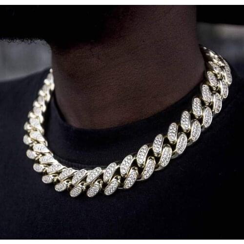 2021 Iced Out Bling Big Heavy Choker Necklace For Women Men Hiphop Cuban Link Chain Rock Punk Cuban Link Chain Bracelet Jewelry