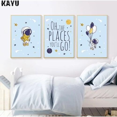 Retro Abstract Astronaut SpaceShip Canvas Painting Posters And Prints Wall Art For Home Decor Pictures Baby Room Decoration