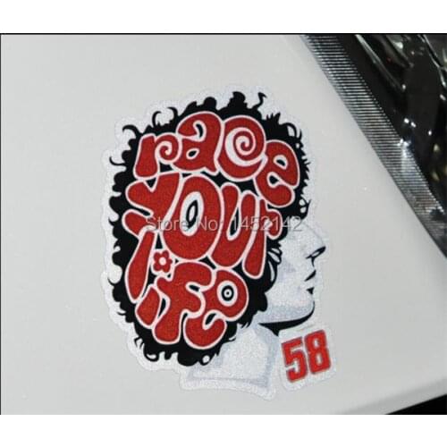 Motorsport Marco Simoncelli Afro No.58 Stickers Reflective Vinyl Memorial Decals Racing Truck for Moto Car Motorcycle