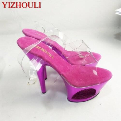 Shiny fish toe Sandals/hollow-out waterproof platform/stage fashion runway shoes, 17 cm heel height Sandals
