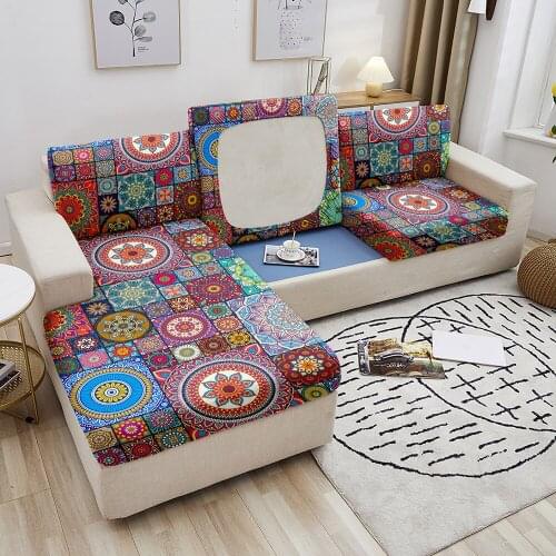 Mandala Sofa Seat Cushion Cover For Living Room Sectional Corner Sofa Seat Cover Elastic Furniture Protector Removable Slipcover
