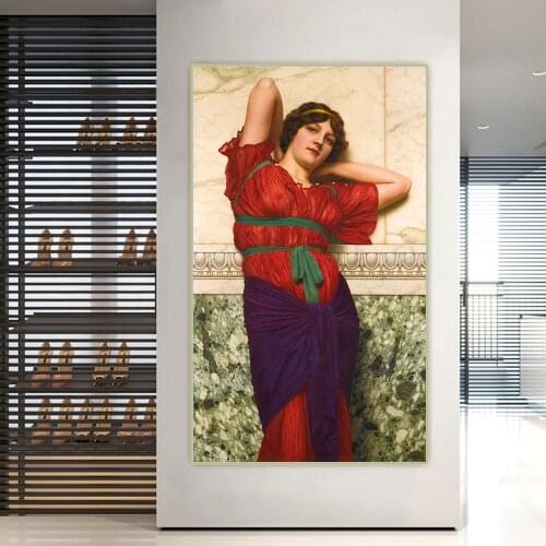 Holover Canvas Oil Painting John William Godward"Contemplation"Western Art Decor Poster Aesthetic Wall Home Interior Decoration