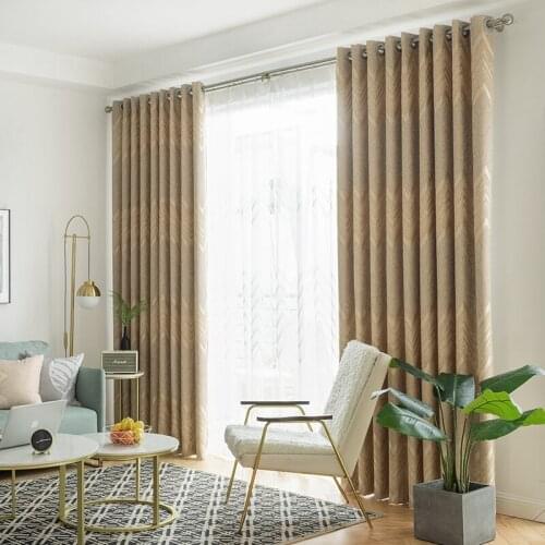 Customized Finished Curtain for Living Room 80%-90% Shade Rate Blackout Curtains for Bedroom Simple Strip Pattern Window Curtain