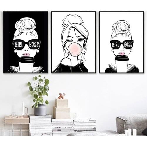 Boss Girl Cool Canvas Posters Prints Minimalist Fashion Girl Wall Art Nordic Decoration Pictures Modern Home Decor Frame