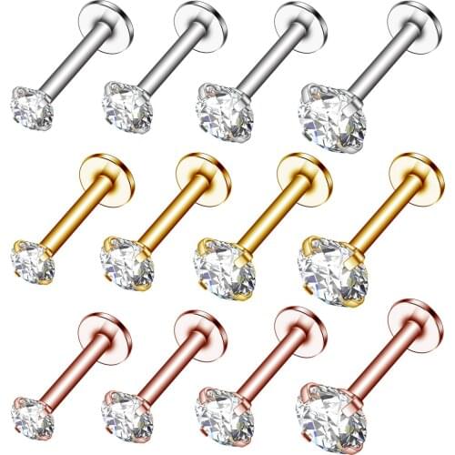 1PCS Crystal Labret Piercing Ring Lip 16GSurgical Steel Zircon Cartilage Tragus Piercing Earring Stud Pircing Levre Body Jewelry