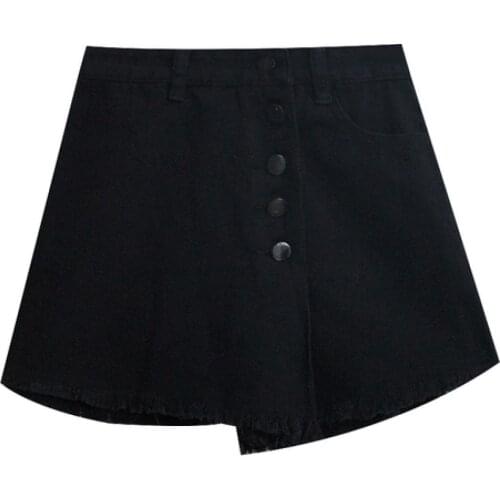 2021 A-Line Korean Style High Waist Short Skirts Summer Light Blue Irregular Casual College Wind Basic All Match Fashion