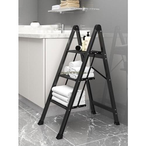 Aluminum Alloy Household Thickened Herringbone Ladder Multi Functional Folding Ladder Flower Rack Three Step Dual Purpose