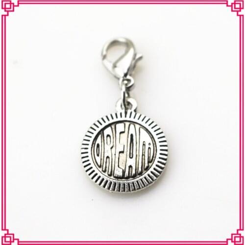 Hot selling silver dream dangle charms for floating lockets lobster clasp charms pendant diy jewelry