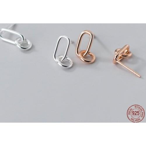 LKO 925 Sterling Silver INS Trend Ellipse Ring Stud Earrings Simple Elegant Temperament Earrings For Women Jewelry Accessories