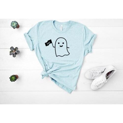 Cute Womens Halloween Shirts, Boo Shirt Ghost Cute Trick or Treat Funny Costume, Ghost Short Sleeve 100% Cotton Female Clothes