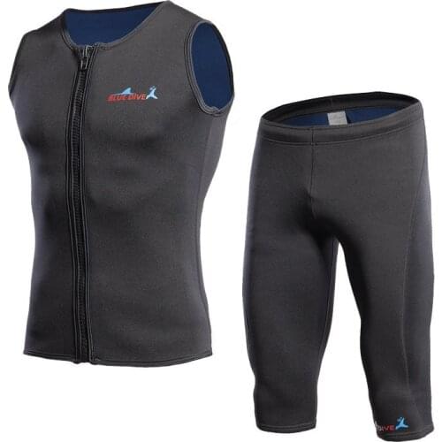 Men UPF50+ Two Piece Swim Vest + Shorts Rash Guard UV Protection Diving Suit Outdoor Running Shirts Swim Trunks Surfing WetSuits