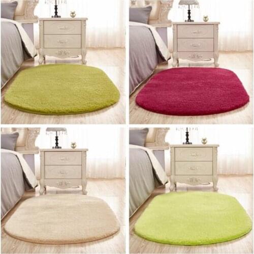 Soft Oval Alfombras Carpet Faux Fur Area Rug Slip Resistant Floor Mats For Parlor Living Room Bedroom fluffy Mats Home Supplies