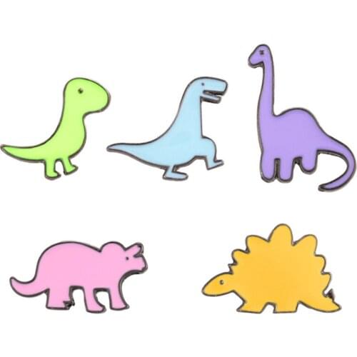 Cartoon Dinosaur Enamel Pins Set Badges for Bag Clothes Brooches Corsage Broche Pin Metal Button Jacket Brooch for Women Trinket