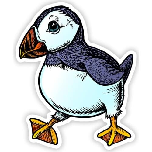 LLY-0215 Interesting Car Stickers PUFFIN Modeling Decal PVC Waterproof Auto Decors on Bumper Rear Window Self-adhesive Decals