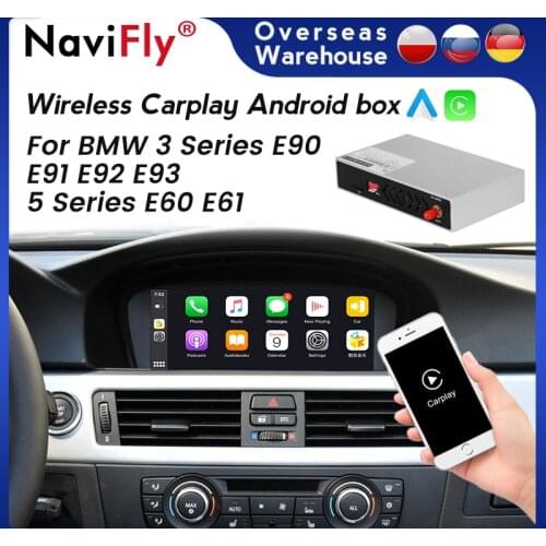 Navifly plug and play Decoder Box Wireless Apple CarPlay Android Auto for BMW 5 Series E60 E61 3 Series E90 E91 CCC CIC system
