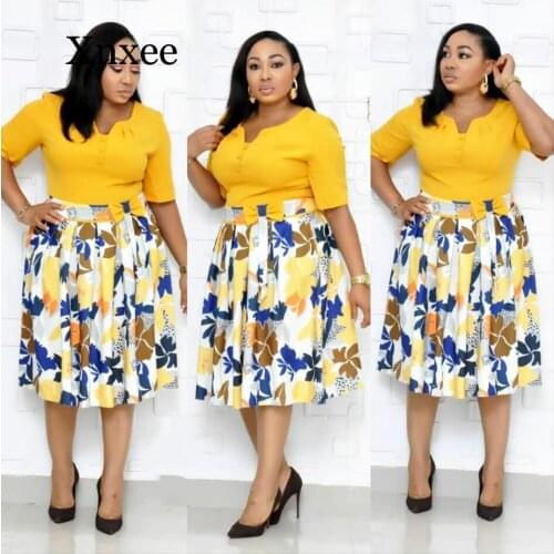 New summer sexy fashion style african women printing plus size dress L-3XL elegant style flower skirts summer autumn luxury