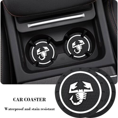 2Pcs Car Cup Anti-Slip Pad Cup Holder Mat Silicagel Water Coaster for Abarth 500 Stilo Ducato Palio Bravo Doblo Auto Accessories
