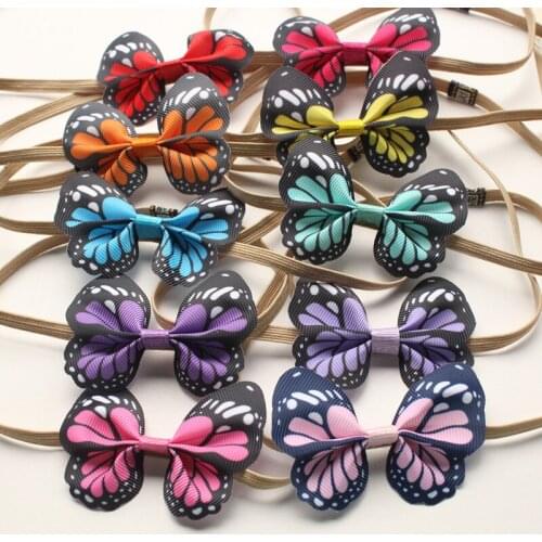 20pcs/lot Kawaii Children Butterfly Hairbands Kids Elastic Hair Band Girl Cartoon Animals Headband Lovely Girls Head Accessories