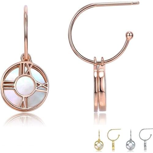 SILVERHOO 925 Sterling Silver Earrings Female Fashion Boutique Roman Numeral Earrings For Girlfriend Anniversary Romantic Gift