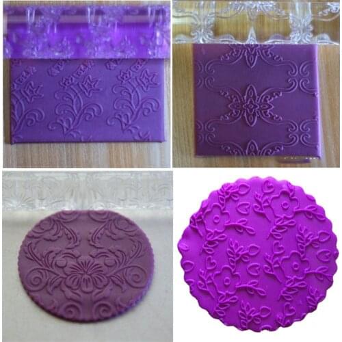 4styles Non-stick flower Shaped Acrylic Embossed Rolling Pin Transparent Rolling Pin Cake Roller Decorating Pastry Dough Tools