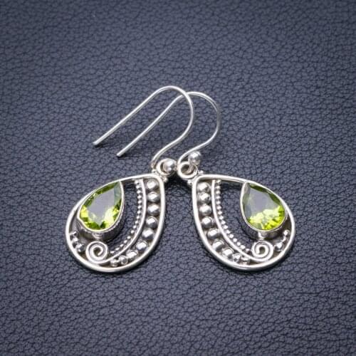 StarGems Natural Peridot Handmade 925 Sterling Silver Earrings 1.25" E0530