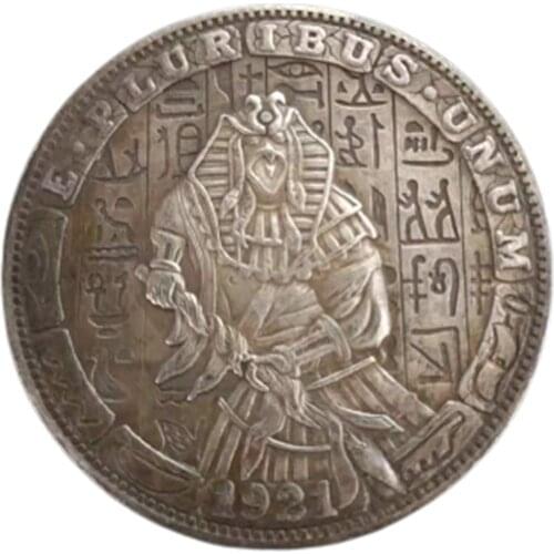 Horus Ancient Egyptian mythical patron saint 1921 Copy Coin Eagle Freedom Copper Coin Tramp Challenge Coin