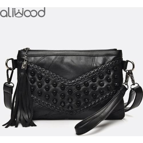 Fashion Tassel Womens Bags Luxury Fringed Handbags Genuine Leather Women Messenger Bag For Girls Crossbody Bag Females Clutches