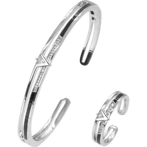 TIRIM Dubai New Fashion Black Oil Womens Bangle Ring Set for Women Charm Cubic Zirconia Bracelet Cuff Jewelry Браслеты