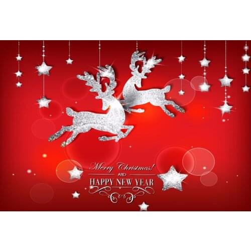 VinylBDS 10ft Red Photography Backdrops Christmas Elk Backgrounds For Photo Studio Children Christmas Decorations For Home