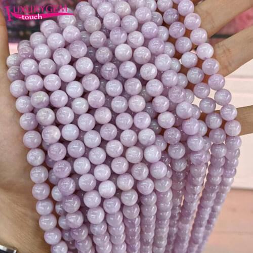 High Quality Natural Kunzite Stone Round Shape Loose Spacer Smooth Beads 6/8/10mm DIY Gems Jewelry Accessory 38cm sk67