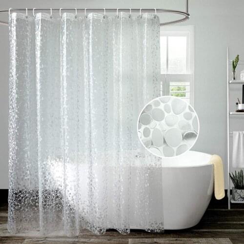 Cobblestone Pattern Shower Curtain Waterproof Mildew Proof Bath Curtains 3D Translucent Bathtub Partition Curtains With Hooks