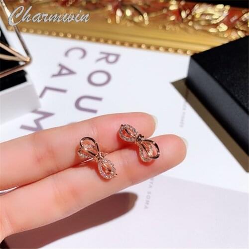 New Bownot Stud Earrings For Women Earings Fashion Jewelry Classic Earrings Rhinestone Earrings Female