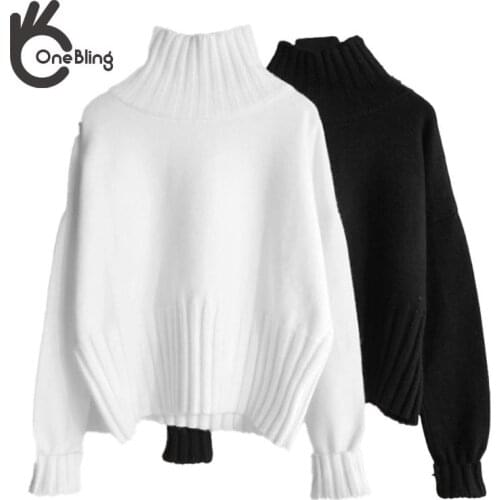 OneBling Za Woman 2021 Autumn Winter Traf Turtleneck Pullover Sweater Women Slim Knitted Sweaters Pull Femme Manga Larga Chic