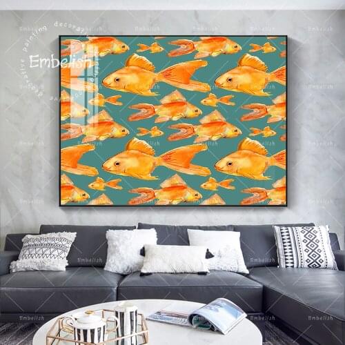 1 Pieces Watercolor Golden Fished HD Print On Canvas Oil Paintings For Home Decor Living Room Wall Art Pictures Bedroom Posters