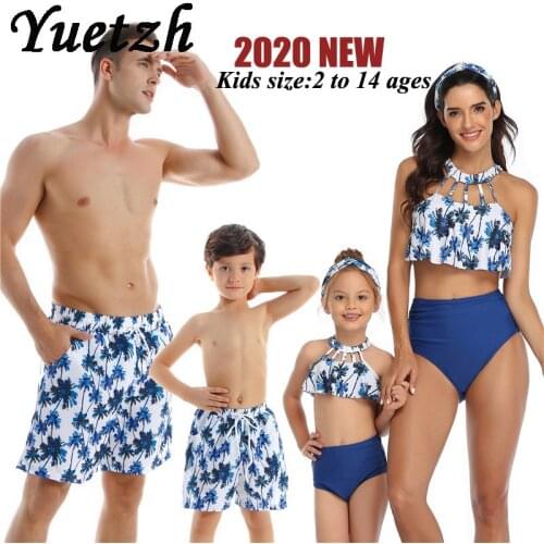 2020 family swimwear bikini women girls swimsuit bikinis set men boys kids swim pan swimming beachwear suit bathing wear