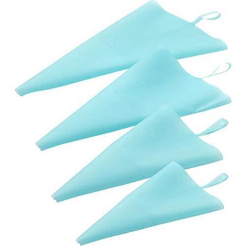 4 Sizes Silicone Pastry Bags Set piping set Baking Cookie Cupcake Decorating Bag-Blue (S+M+L+XL)