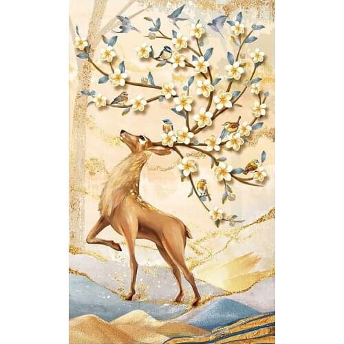 Abstract Nordic Deer Elk Diamond Painting Animal Round Full Drill Flower Bird Nouveaute DIY Mosaic Embroidery 5D Cross Stitch