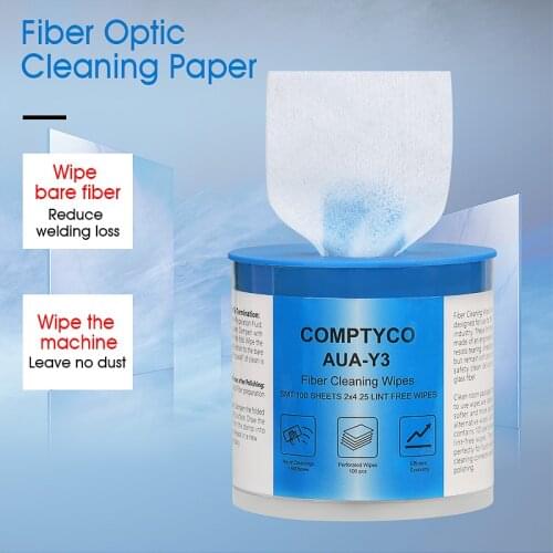 Free shipping AUA-Y3 Fiber Cleaning Wipes Dustfree Paper Fiber Optic Low-lint Wipes Optical Fiber Clean Paper FTTH Tools