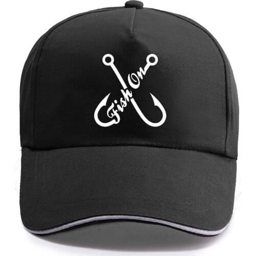 2020 New Fish ON Fish Hook Funny Print Baseball Caps for Men Women Unisex Adjustable Fishing Caps Hip-Hop Leisure Cotton Hats