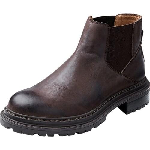 Chelsea Boots Mens Hight-Top Shoes All-match combat boots High Quality Genuine Leather autumn winter British retro cowhide