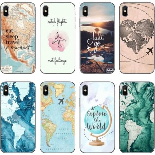 World Map Travel Plans Accessories Phone Case For Huawei P40 P30 P20 Pro P10 P9 Lite Y5 Y6 Y7 Y9 P Smart Plus 2018 2019