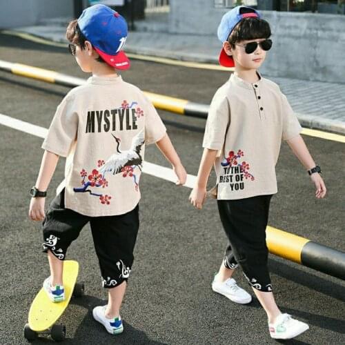 Summer Clothes Age For 4-13Yrs Letter Short Sleeve t-shirt +Shorts 2PCS Outfits Casual Sport New Kids Children Clothing Sets