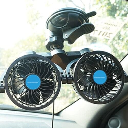 FUYOUSHENZHU Vehicular fan Powerful automobile truck fan 12V double headed sucker electric fan for vehicle