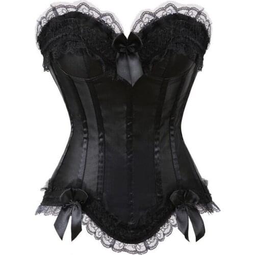Gothic Sexy Corset Bowknots Boned Bustier Burlesque Waist Trainer Body Shaper Slimming Lace Corset Tops